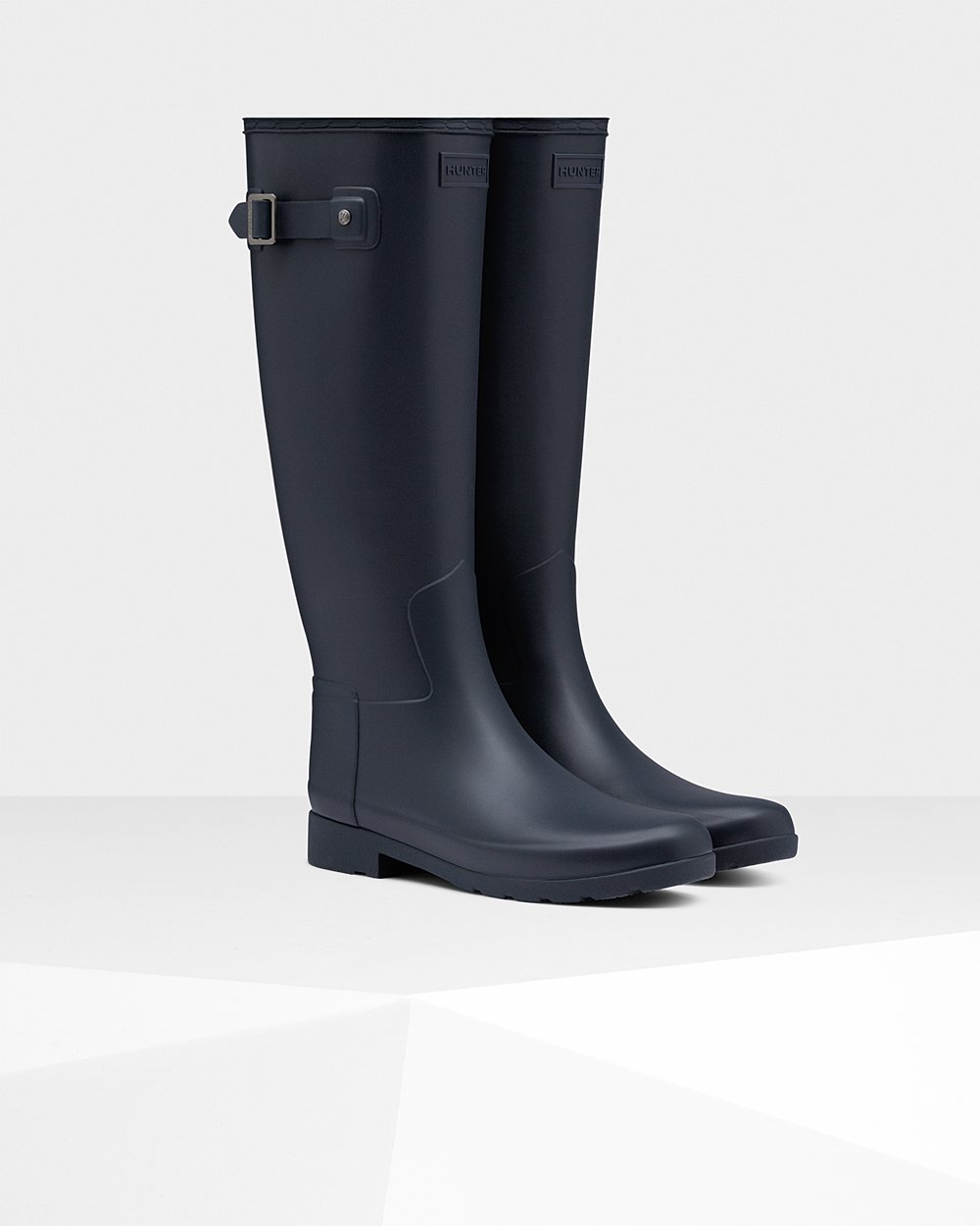 Womens Tall Rain Boots - Hunter Refined Slim Fit (96XFLERAC) - Navy